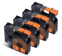 Cruxer Lot de 4 rubans d'étiquettes en vinyle compatibles avec Dymo IND A18435 S0718490, noir sur orange, 12 mm x 5,5 m, remplacement pour Dymo Rhino 1000 4200 6000 LabelWriter 450 Duo ILP 219 3M