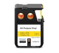 Cruxer Lot de 40 rubans d'étiquettes de rechange pour 1868772 A1868772 Noir sur jaune 19 mm x 7 m Ruban adhésif en vinyle de qualité industrielle compatible avec les étiqueteuses DYMO XTL-300 XTL-500
