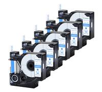Cruxer Lot de 5 ruban compatibles Dymo D1 45014 Bleu sur Blanc 12 mm | 7 m S0720540 Ruban d'étiquettes compatible avec Dymo Label Manager 160 210D 260P 280 360D 420P Label Point Label Writer