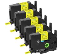Cruxer Lot de 5 rubans adhésifs extra résistants compatibles avec Brother TZe S621 9 mm Texte noir sur ruban jaune pour étiqueteuses PT Cube PTE550 PTP750 PTD210 PTD450 PTH110 PTD400AD PT710BT