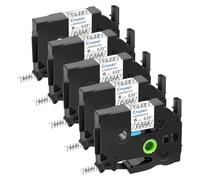 Cruxer Lot de 5 rubans d'étiquettes compatibles avec Brother TZE111 6 mm (0,23") Noir sur ruban transparent de rechange pour étiqueteuses PT Cube PTE550 PTP750 PTD210 PTD450 PTH110 PTD400AD PT710BT