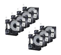 Cruxer Lot de 7 rubans adhésifs thermorétractables de rechange pour étiqueteuse DYMO 18053 9 mm 1,5 m Noir sur blanc Compatible avec DYMO Rhino 4200, 5200, 5000, 6000