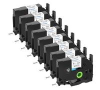 Cruxer Lot de 8 rouleaux de ruban adhésif laminé extra fort pour P-Touch TZe-S211 TZ-S211 6 mm Noir sur blanc Compatible avec étiqueteuse Ptouch PT-D200 D210 D400 D450 D600 H100 1230PC