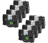 Cruxer Lot de 8 rouleaux de ruban adhésif noir sur blanc compatible avec Brother Tz Tzc Tze-S251 TzeS251 pour Brother P-Touch Cube Plus PT-P710BT P750W D600VP PT-7600 E500VP PT-P900W 24 mm x 8 m