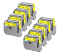 Cruxer Lot de 8 rubans adhésifs de rechange pour imprimante d'étiquettes P Touch M-K621 MK621 M621 Noir sur jaune 9 mm 0,35 3/8 M Pour Ptouch PT-M95 PT-80 PT-90 PT-70 PT-55 PT-65 PT-85 PT-45 PT-70BM