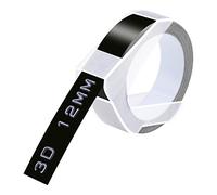 Cruxer Lot de 8 rubans de gaufrage compatibles avec Dymo Omega - 9 mm x 3 m - Étiquettes en vinyle blanches sur noires pour étiqueteuses Dymo Omega Junior
