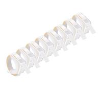 Cruxer Lot de 8 rubans de gaufrage de rechange pour Dymo Omega - 9 mm x 3 m - Blanc sur étiquettes en vinyle transparent pour étiqueteuses Dymo Omega Junior