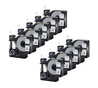 Cruxer Lot de 9 rubans adhésifs thermorétractables de rechange pour étiqueteuse DYMO 18053 9 mm 1,5 m Noir sur blanc Compatible avec DYMO Rhino 4200, 5200, 5000, 6000