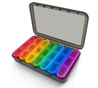 Cruxer Pilulier 7 jours 3 fois quotidien pour médicaments - Organisateur hebdomadaire de comprimés - Résistant à l'humidité - Sans BPA - Distributeur de dosettes de voyage pour contenir des vitamines