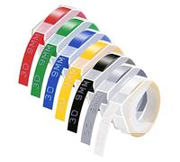Cruxer Ruban de gaufrage de rechange compatible de 9 mm pour ruban d'étiquettes Dymo 3D, recharge en plastique adhésif coloré pour étiqueteuse Dymo Omega S0717930 S0717900, 7PK