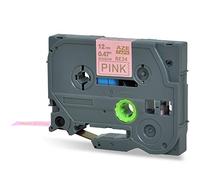 Cruxer Ruban de satin compatible avec Brother P-Touch Embellish doré sur rose TZ Tze-RE34 de 12 mm pour étiqueteuses PT-D215e PTD210 H110 D400AD
