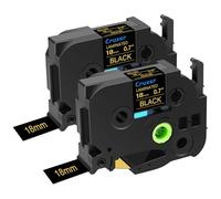 Cruxer Ruban d'étiquettes de rechange doré sur noir compatible avec Brother TZE344 TZ344 AZE 344 18 mm pour PTD400AD D450 D600 PTP700 P750W PTH500LI PT1810 1880C 2730 2030 ers, lot de 2