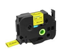 Cruxer Ruban thermorétractable compatible avec Ptouch HSE651 HSe-651 HS651 23,6 mm 2,3 cm Noir sur jaune pour PTD600 D600VP PTP700 P750W P900W P950NW PTP710BT PT-9600 PT-H500 Étiqueteuse 0LI