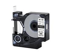 Cruxer Ruban thermorétractable de rechange pour DYMO 18053 industriel 9 mm 1,5 m Noir sur blanc Compatible avec étiqueteuse DYMO Rhino 4200, 5200, 5000