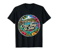 Cruz Bay St John Caribbean Island Palm, levers et couchers de Soleil T-Shirt Graphique avec Valeur