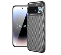 Cruzerlite Coque de protection pour Google Pixel 10 Pro, texture en fibre de carbone, anti-rayures, absorption des chocs, noir carbone