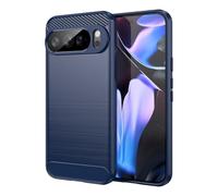 Cruzerlite Coque de protection pour Google Pixel 10 Pro XL, texture en fibre de carbone, anti-rayures, absorption des chocs, bleu