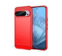 Cruzerlite Coque de protection pour Google Pixel 9 Pro, texture en fibre de carbone, anti-rayures, absorption des chocs, pour Pixel 9/9 Pro (2024), rouge