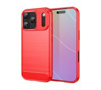 Cruzerlite Coque de Protection pour iPhone 17 Pro, Texture en Fibre de Carbone, Anti-Rayures, Absorption des Chocs, Rouge