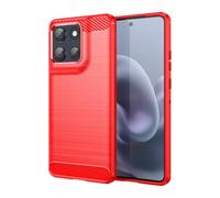 Cruzerlite Coque de protection pour Moto G100 Pro, texture en fibre de carbone, anti-rayures, absorption des chocs, rouge