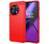 Cruzerlite Coque de protection pour Oneplus 11, texture en fibre de carbone, anti-rayures, absorption des chocs, rouge