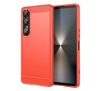 Cruzerlite Coque de protection pour Sony Xperia 1 VII, texture en fibre de carbone, anti-rayures, absorption des chocs, rouge