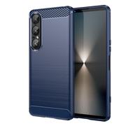 Cruzerlite Coque de protection pour Sony Xperia 1 VII, texture en fibre de carbone, anti-rayures, absorption des chocs, bleu