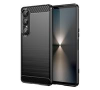 Cruzerlite Coque de protection pour Sony Xperia 1 VII, texture en fibre de carbone, anti-rayures, absorption des chocs, noire