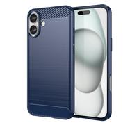 CruzerLite Coque fabriquée pour iPhone 16 Plus, texture en fibre de carbone, coque anti-rayures et absorption des chocs pour iPhone 16 Plus (2024) (bleu)