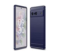Cruzerlite Coque Google Pixel 7, Carbon Fiber Texture Design Cover Anti-Scratch Shock Absorption Case for Google Pixel 7 (2022) (Blue)