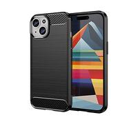 CruzerLite Coque pour Apple iPhone 15, texture en fibre de carbone, anti-rayures et absorption des chocs (2023) (noir)