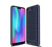 Cruzerlite Coque pour Huawei Honor 10, Carbon Fiber Shock Absorption Slim Case pour Huawei Honor 10 (Blue)