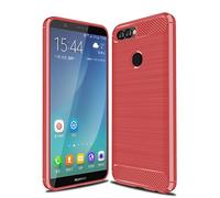 Cruzerlite Coque pour Huawei P Smart Coque, Carbon Fiber Shock Absorption Slim Case pour Huawei P Smart (Red)