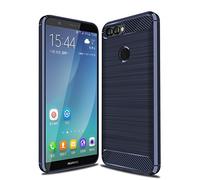 Cruzerlite Coque pour Huawei P Smart Coque, Carbon Fiber Shock Absorption Slim Case pour Huawei P Smart (Blue)
