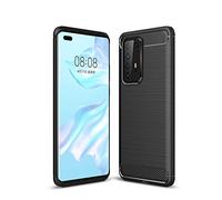 Cruzerlite Coque pour Huawei P40 Pro, Carbon Fiber Texture Design Cover Anti-Scratch Shock Absorption Case pour Huawei P40 Pro (Black)