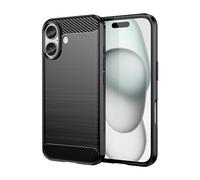 CruzerLite Coque fabriquée pour iPhone 16, coque texturée en fibre de carbone, anti-rayures et absorption des chocs pour iPhone 16 (2024) (noir)