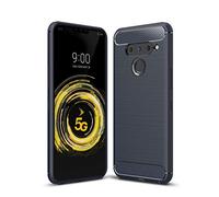 Cruzerlite Coque pour LG V50, Coque pour LG V50 ThinQ, Carbon Fiber Texture Design & Leather Texture Design Back Cover Anti-Scratch Shock Absorption pour LG V50 ThinQ (Blue)