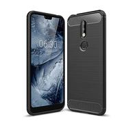 Cruzerlite Coque pour Nokia 7.1, Carbon Fiber Shock Absorption Slim TPU Cover pour Nokia 7.1 (2018) (Black)