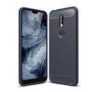 Cruzerlite Coque pour Nokia 7.1, Carbon Fiber Shock Absorption Slim TPU Cover pour Nokia 7.1 (2018) (Blue)
