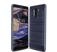 Cruzerlite Coque pour Nokia 7 Plus, Carbon Fiber Shock Absorption Slim Case pour Nokia 7 Plus (Blue)