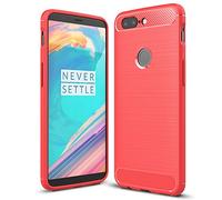 Cruzerlite Coque pour Oneplus 5t, Carbon Fiber Shock Absorption Slim TPU Cover pour Oneplus 5t (Red)