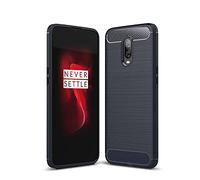 Cruzerlite Coque pour Oneplus 6T, Carbon Fiber Shock Absorption Slim TPU Cover pour Oneplus 6T (Blue)