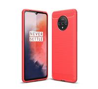 Cruzerlite Coque pour OnePlus 7T, Carbon Fiber Texture Design Cover Anti-Scratch Shock Absorption Case pour OnePlus 7T (Red)