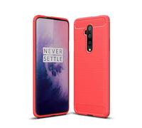 Cruzerlite Coque pour OnePlus 7T Pro, Carbon Fiber Texture Design Cover Anti-Scratch Shock Absorption Case pour OnePlus 7T Pro (Red)