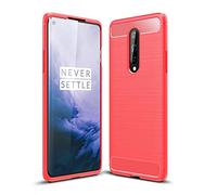 Cruzerlite Coque pour Oneplus 8, Carbon Fiber Texture Design Cover Anti-Scratch Shock Absorption Case pour Oneplus 8 (2020) (Red)