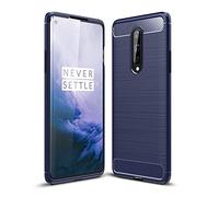 Cruzerlite Coque pour Oneplus 8, Carbon Fiber Texture Design Cover Anti-Scratch Shock Absorption Case pour Oneplus 8 (2020) (Blue)