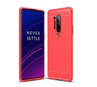 Cruzerlite Coque pour Oneplus 8 Pro, Carbon Fiber Texture Design Cover Anti-Scratch Shock Absorption Case pour Oneplus 8 Pro (2020) (Red)