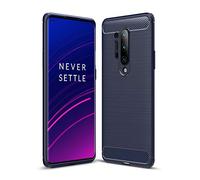 Cruzerlite Coque pour Oneplus 8 Pro, Carbon Fiber Texture Design Cover Anti-Scratch Shock Absorption Case pour Oneplus 8 Pro (2020) (Blue)