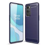 Cruzerlite Coque pour OnePlus 9 Pro, Carbon Fiber Texture Design Cover Anti-Scratch Shock Absorption Case pour OnePlus 9 Pro (Blue)