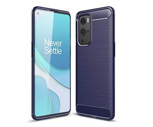 Cruzerlite Coque pour OnePlus 9 Pro, Carbon Fiber Texture Design Cover Anti-Scratch Shock Absorption Case pour OnePlus 9 Pro (Blue)
